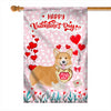 Happy Valentine's Day Corgi Flag Dogs Funny Corgi Heart Balloon Flag | Teecentury.com