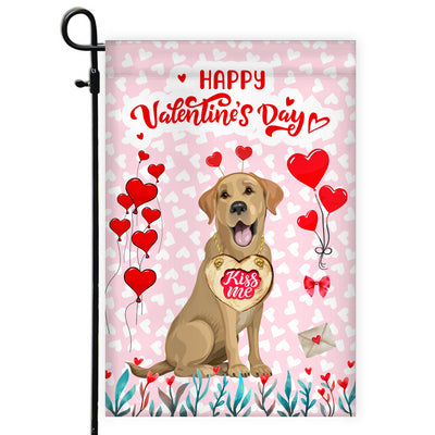 Happy Valentine's Day Labrador Flag Dogs Funny Labrador Heart Balloon Flag | Teecentury.com