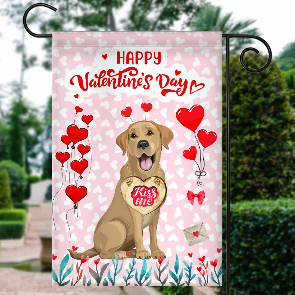 Happy Valentine's Day Labrador Flag Dogs Funny Labrador Heart Balloon Flag | Teecentury.com
