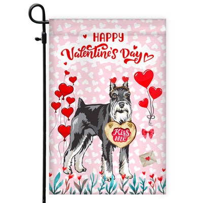 Happy Valentine's Day Schnauzer Flag Dogs Funny Schnauzer Heart Balloon Flag | Teecentury.com