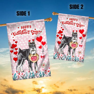 Happy Valentine's Day Schnauzer Flag Dogs Funny Schnauzer Heart Balloon Flag | Teecentury.com