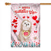 Happy Valentine's Day Shih Tzu Flag Dogs Funny Shih Tzu Heart Balloon Flag | Teecentury.com