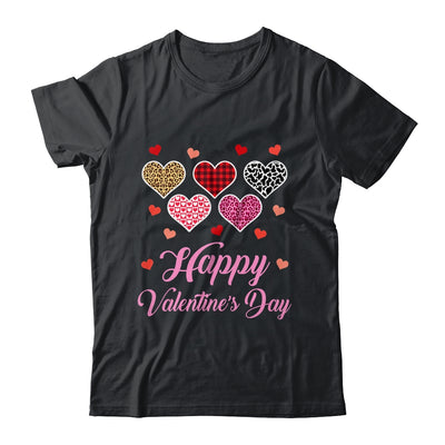 Happy Valentines Day Leopard Plaid Hearts Women Girls Kids Shirt & Tank Top | teecentury