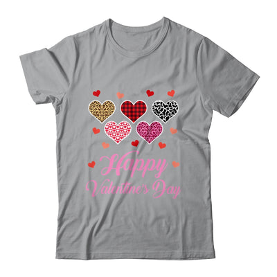 Happy Valentines Day Leopard Plaid Hearts Women Girls Kids Shirt & Tank Top | teecentury