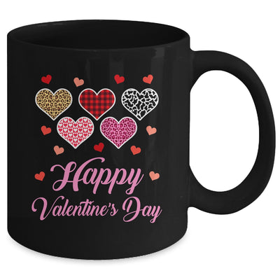 Happy Valentines Day Leopard Plaid Hearts Women Girls Kids Mug | teecentury