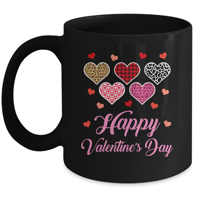 Happy Valentines Day Leopard Plaid Hearts Women Girls Kids Mug | teecentury