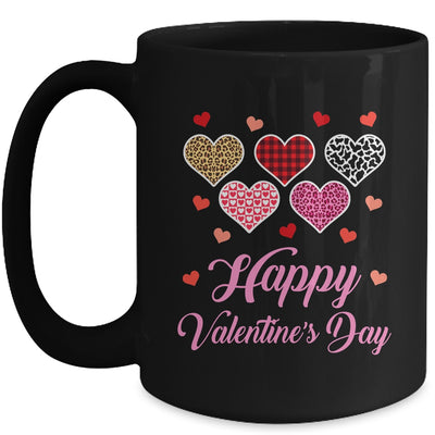 Happy Valentines Day Leopard Plaid Hearts Women Girls Kids Mug | teecentury