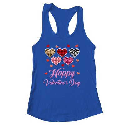 Happy Valentines Day Leopard Plaid Hearts Women Girls Kids Shirt & Tank Top | teecentury