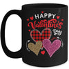 Happy Valentines Day Three Leopard And Plaid Hearts Mug Coffee Mug | Teecentury.com