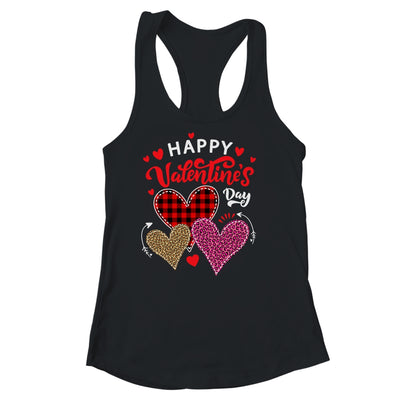 Happy Valentines Day Three Leopard And Plaid Hearts T-Shirt & Tank Top | Teecentury.com