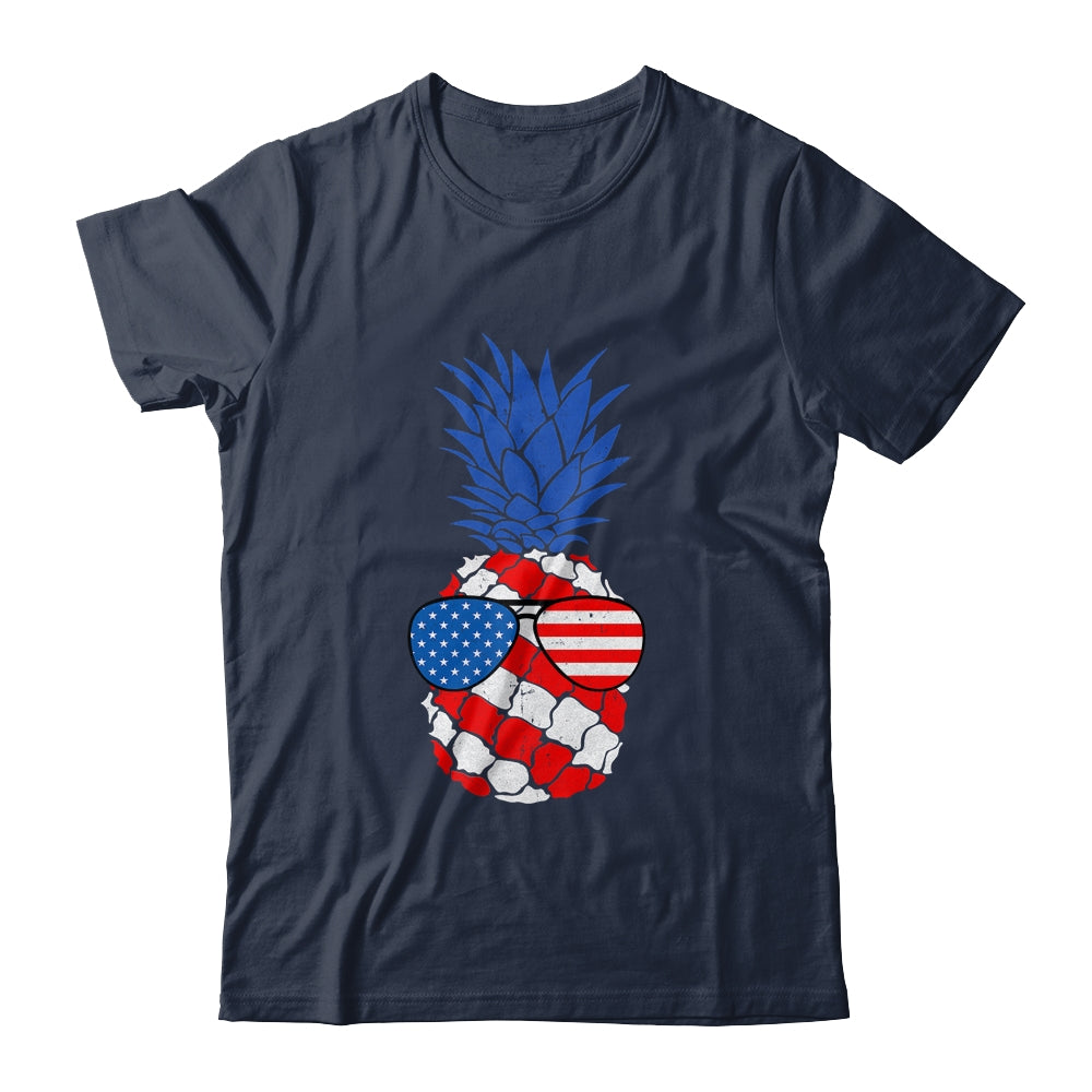 Hawaiian Pineapple American Flag Sunglasses 4th of July Shirt & Tank Top | teecentury