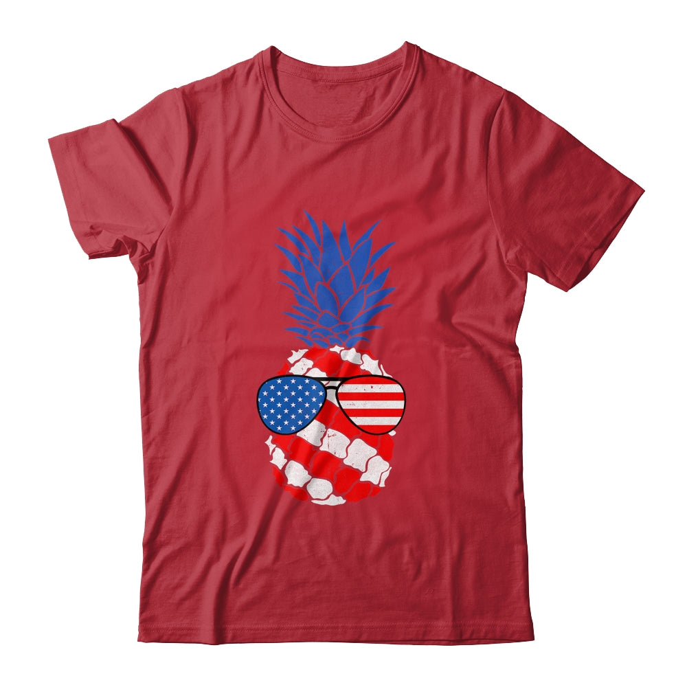Hawaiian Pineapple American Flag Sunglasses 4th of July Shirt & Tank Top | teecentury
