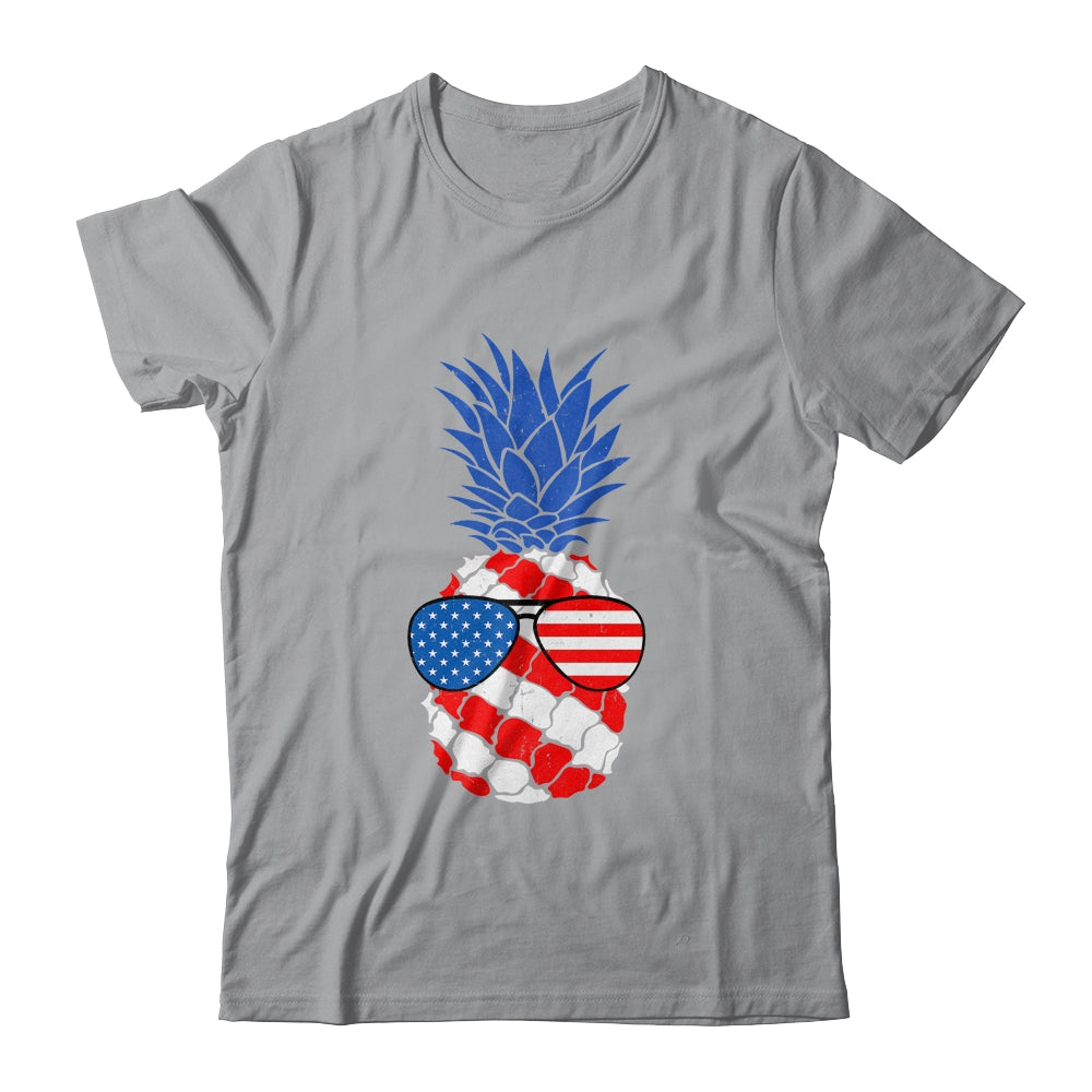 Hawaiian Pineapple American Flag Sunglasses 4th of July Shirt & Tank Top | teecentury