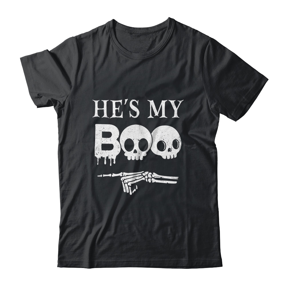 He's My Boo Skull Face Matching Halloween Couples Funny Shirt & Hoodie | teecentury