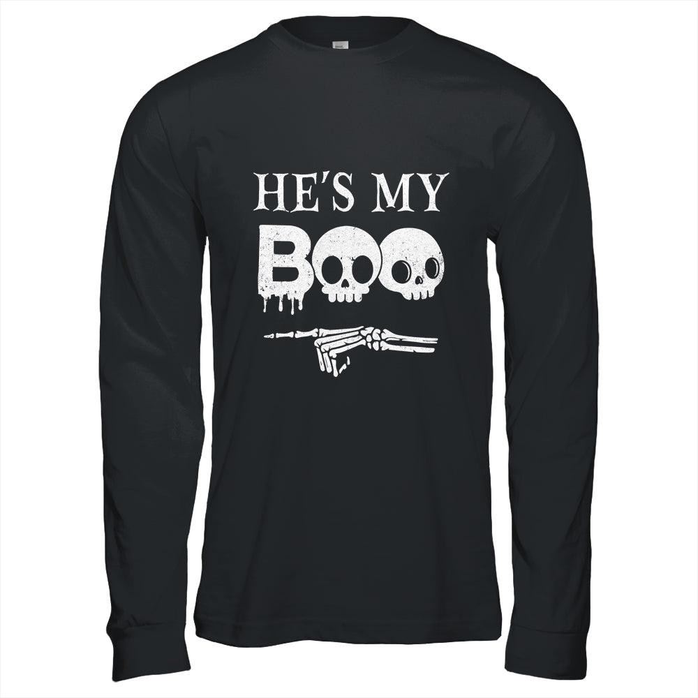 He's My Boo Skull Face Matching Halloween Couples Funny Shirt & Hoodie | teecentury