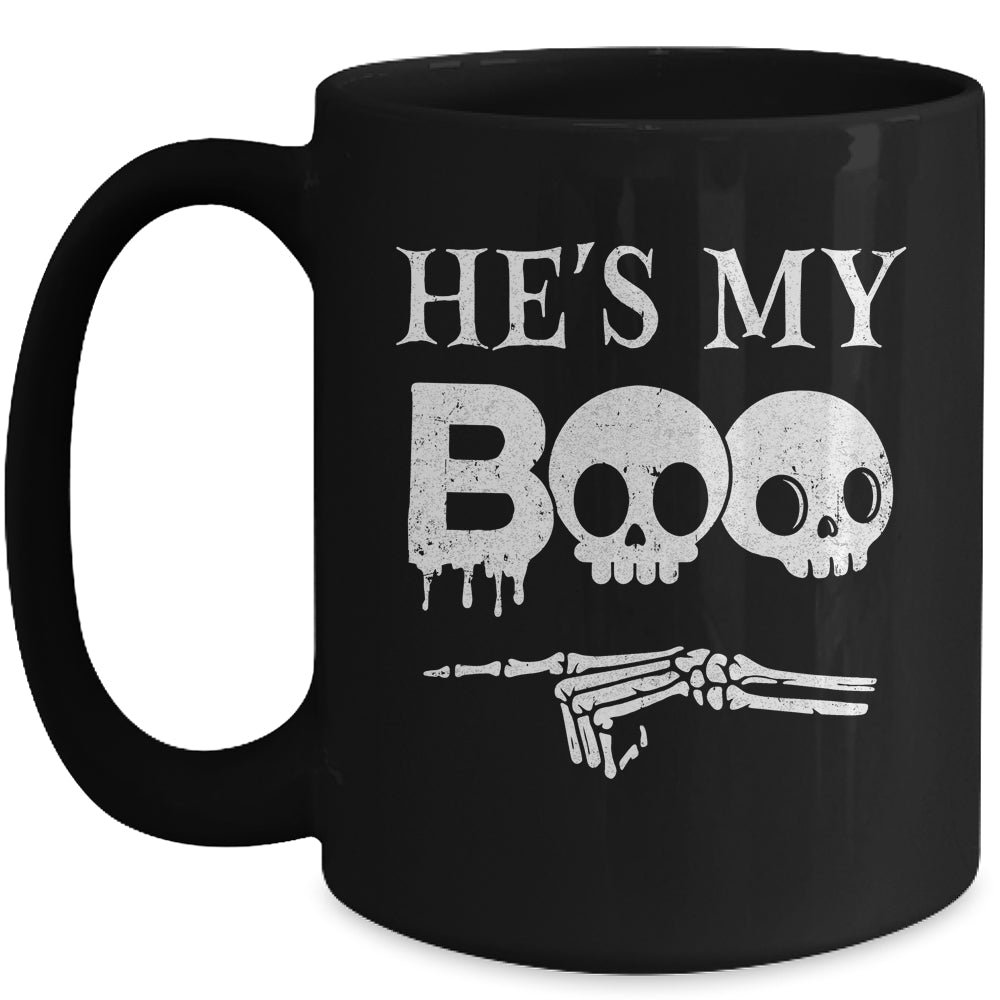 He's My Boo Skull Face Matching Halloween Couples Funny Mug | teecentury