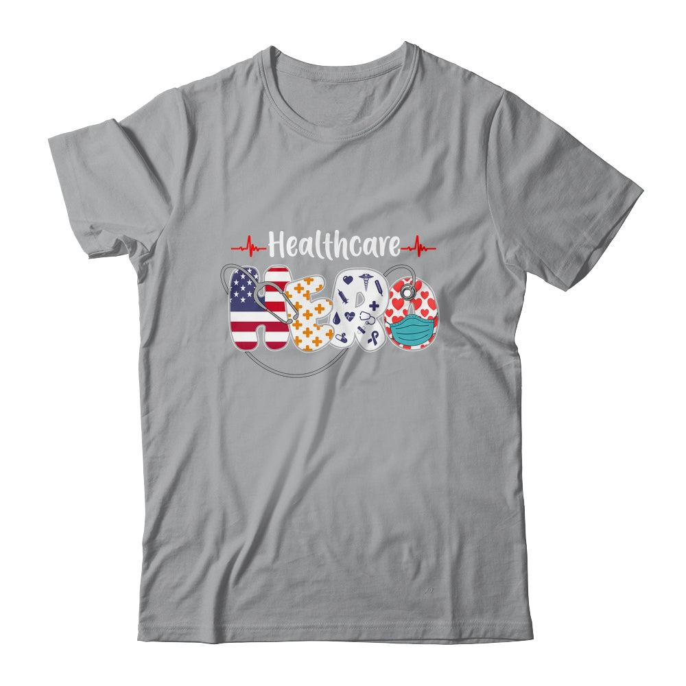 Healthcare Hero Nurse Doctor Medical American Flag T-Shirt & Hoodie | Teecentury.com