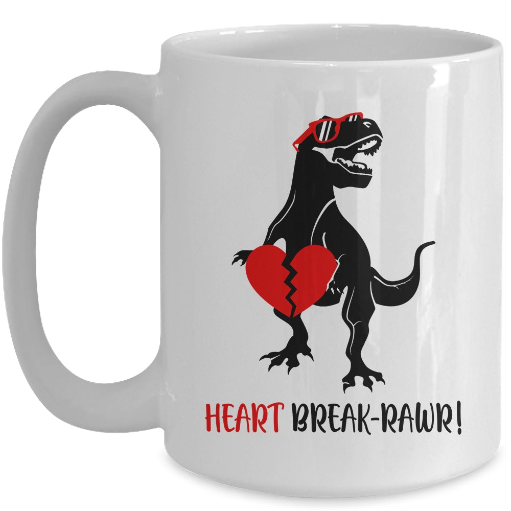 Heart Break Rawr Funny Valentine Dinosaur Heartbreaker Mug Coffee Mug | Teecentury.com