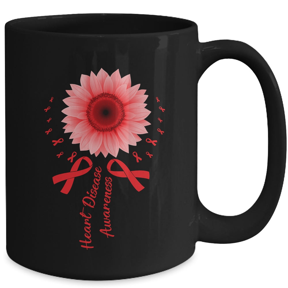 Heart Disease Awareness Month Sunflower For Women Go Red Mug | teecentury