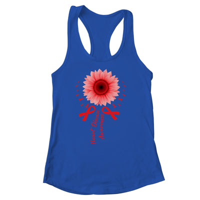 Heart Disease Awareness Month Sunflower For Women Go Red Shirt & Tank Top | teecentury