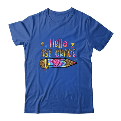 Hello 1st Grade Leopard Tie Dye Pencil Cute Teacher Shirt & Hoodie | teecentury