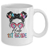 Hello 1st Grade Messy Bun Girls Tie Dye Cute Back To School Mug | teecentury