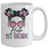 Hello 1st Grade Messy Bun Girls Tie Dye Cute Back To School Mug | teecentury