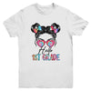 Hello 1st Grade Messy Bun Girls Tie Dye Cute Back To School Youth Shirt | teecentury