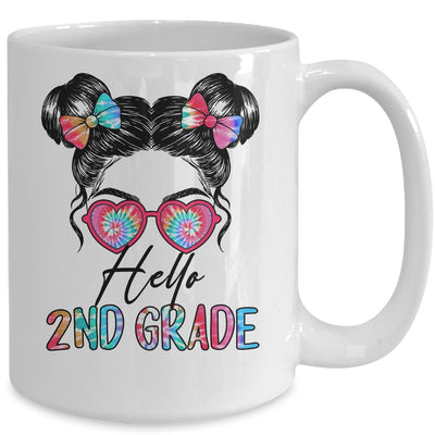 Hello 2nd Grade Messy Bun Girls Tie Dye Cute Back To School Mug | teecentury