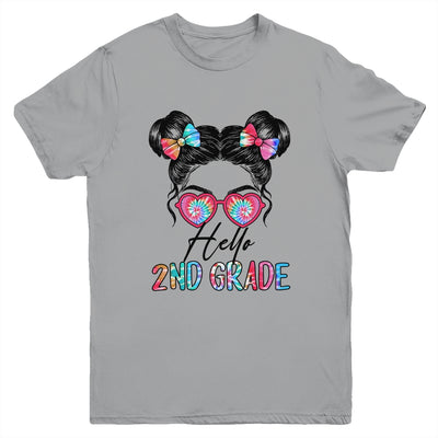 Hello 2nd Grade Messy Bun Girls Tie Dye Cute Back To School Youth Shirt | teecentury