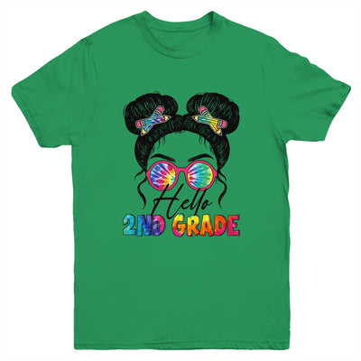 Hello 2nd Second Grade Messy Bun Back To School Tie Dye Girl Youth Shirt | teecentury