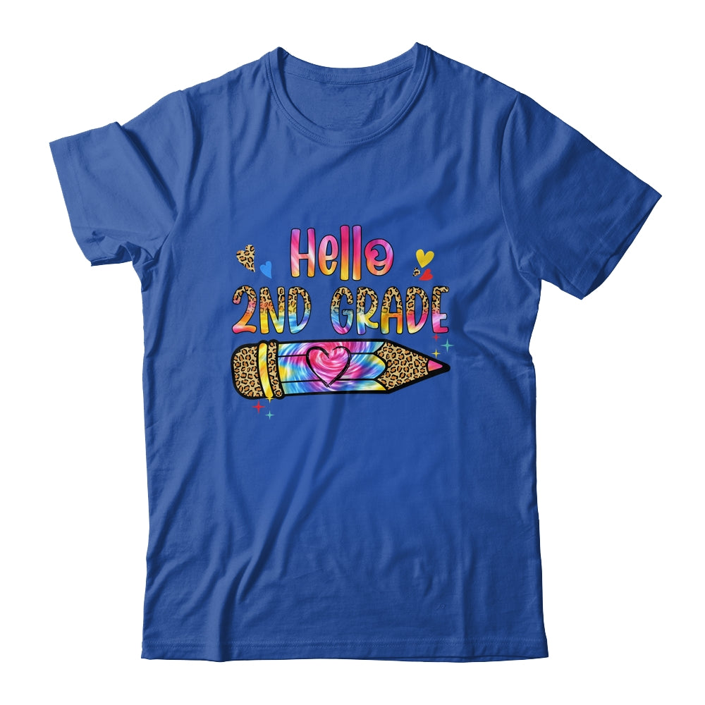 Hello 2th Grade Leopard Tie Dye Pencil Cute Teacher Shirt & Hoodie | teecentury