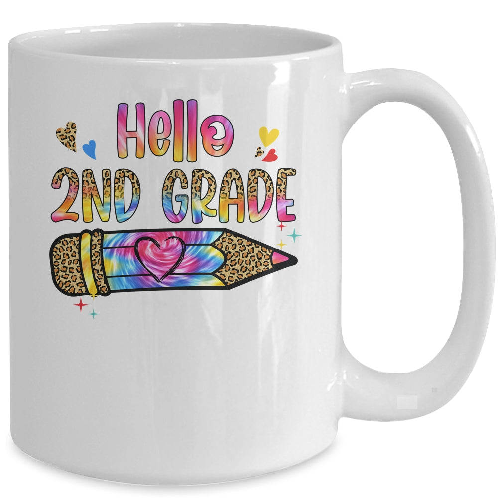 Hello 2th Grade Leopard Tie Dye Pencil Cute Teacher Mug | teecentury