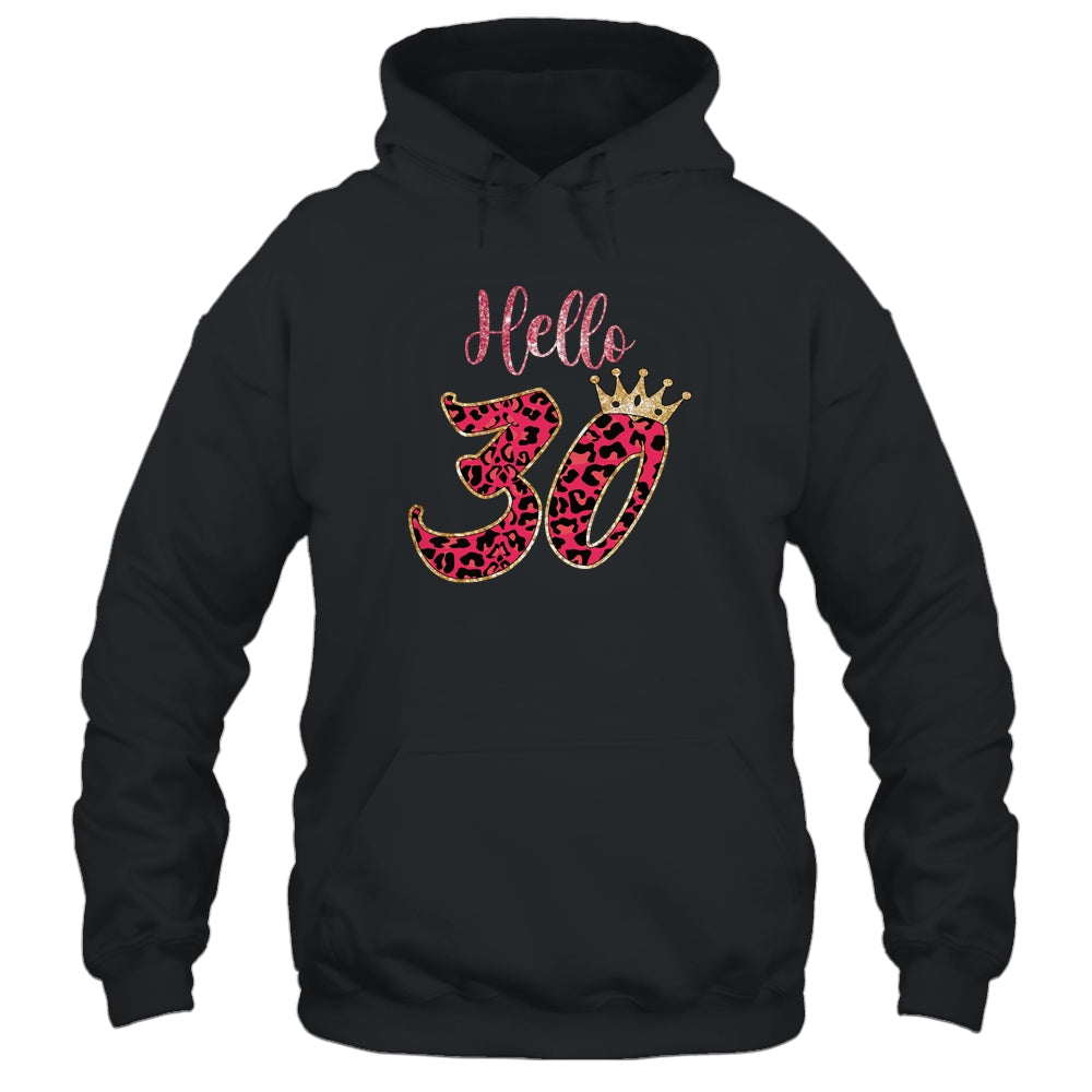 Hello 30 Years Leopard Print 30th Birthday Party Woman T-Shirt & Tank Top | Teecentury.com