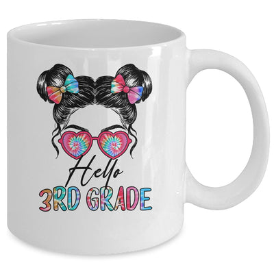 Hello 3rd Grade Messy Bun Girls Tie Dye Cute Back To School Mug | teecentury