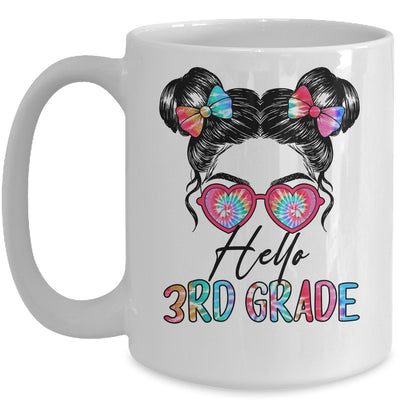 Hello 3rd Grade Messy Bun Girls Tie Dye Cute Back To School Mug | teecentury