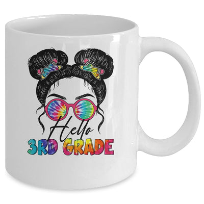 Hello 3rd Third Grade Messy Bun Back To School Tie Dye Girl Mug | teecentury