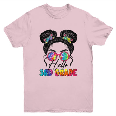 Hello 3rd Third Grade Messy Bun Back To School Tie Dye Girl Youth Shirt | teecentury