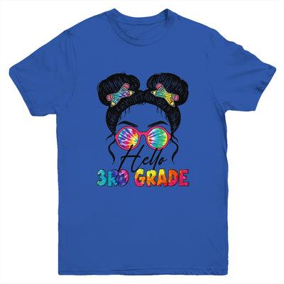 Hello 3rd Third Grade Messy Bun Back To School Tie Dye Girl Youth Shirt | teecentury