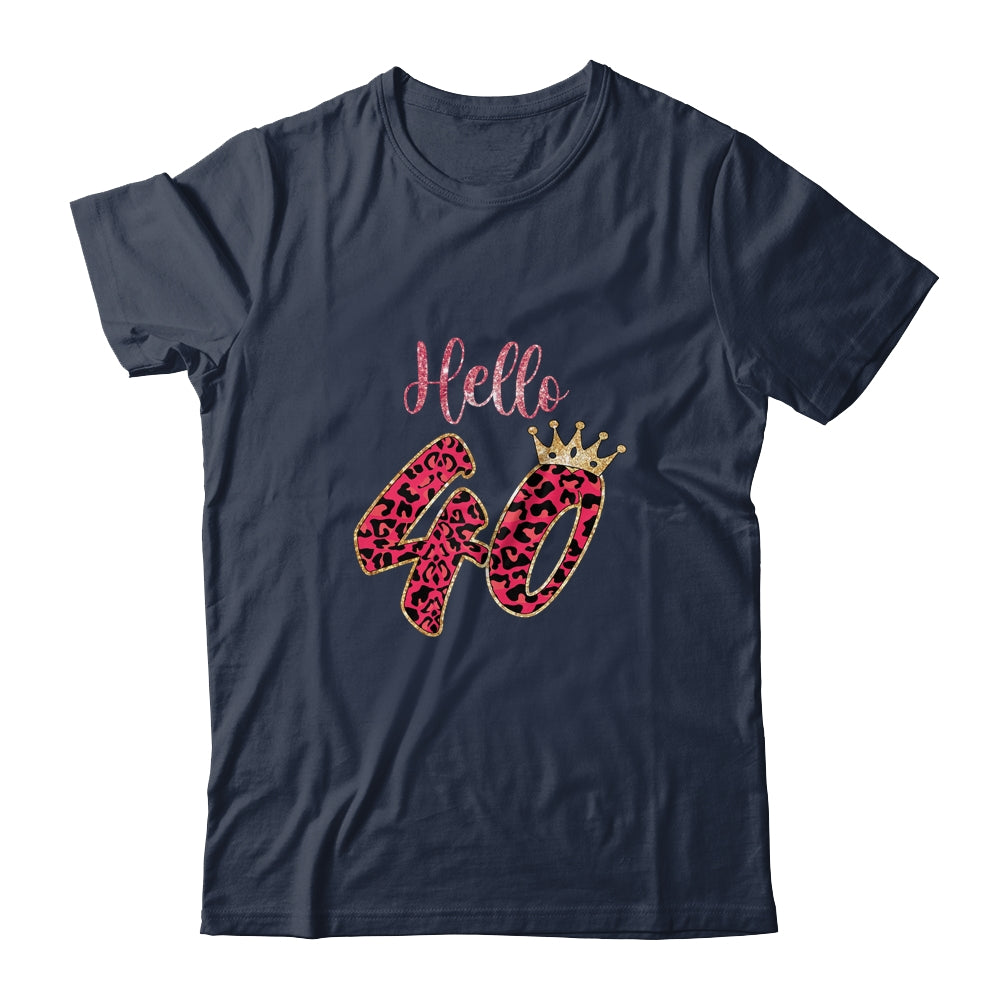 Hello 40 Years Leopard Print 40th Birthday Party Woman T-Shirt & Tank Top | Teecentury.com