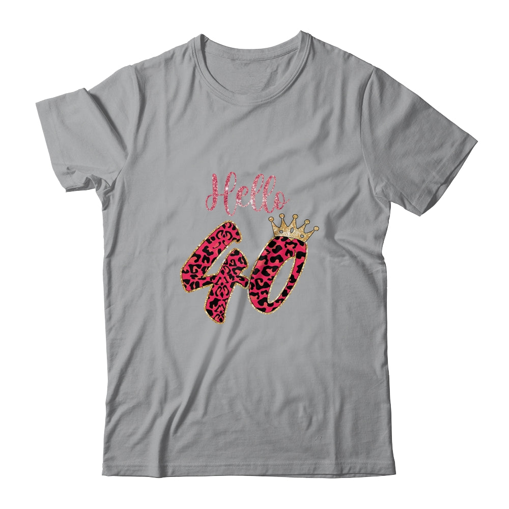 Hello 40 Years Leopard Print 40th Birthday Party Woman T-Shirt & Tank Top | Teecentury.com