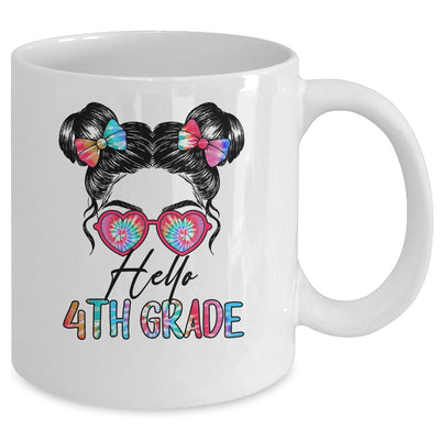 Hello 4th Grade Messy Bun Girls Tie Dye Cute Back To School Mug | teecentury