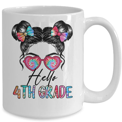 Hello 4th Grade Messy Bun Girls Tie Dye Cute Back To School Mug | teecentury