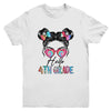 Hello 4th Grade Messy Bun Girls Tie Dye Cute Back To School Youth Shirt | teecentury