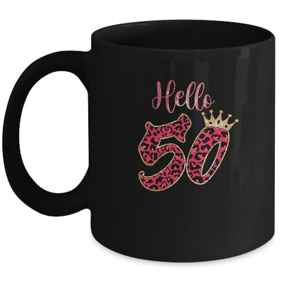 Hello 50 Years Leopard Print 50th Birthday Party Woman Mug Coffee Mug | Teecentury.com