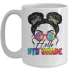 Hello 5th Five Grade Messy Bun Back To School Tie Dye Girl Mug | teecentury