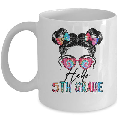 Hello 5th Grade Messy Bun Girls Tie Dye Cute Back To School Mug | teecentury