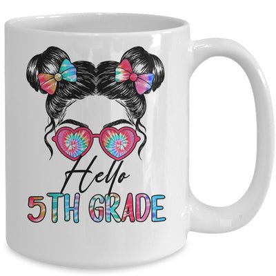 Hello 5th Grade Messy Bun Girls Tie Dye Cute Back To School Mug | teecentury