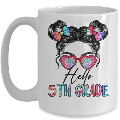Hello 5th Grade Messy Bun Girls Tie Dye Cute Back To School Mug | teecentury