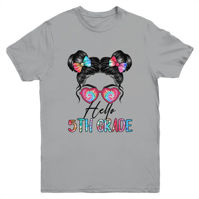 Hello 5th Grade Messy Bun Girls Tie Dye Cute Back To School Youth Shirt | teecentury